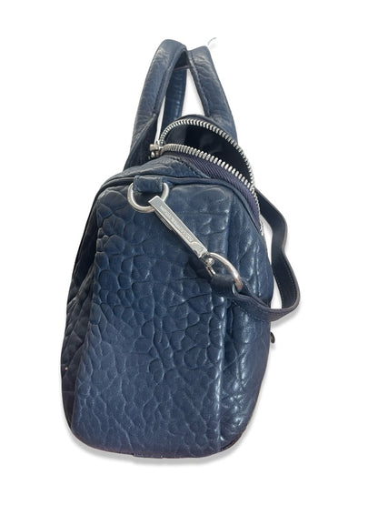 Alexander Wang Navy Grained Leather 'Rockie' Crossbody Bag W Studded Bottom.