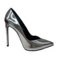 Saint Laurent Silver Pointed Toe Heels. Size: 37