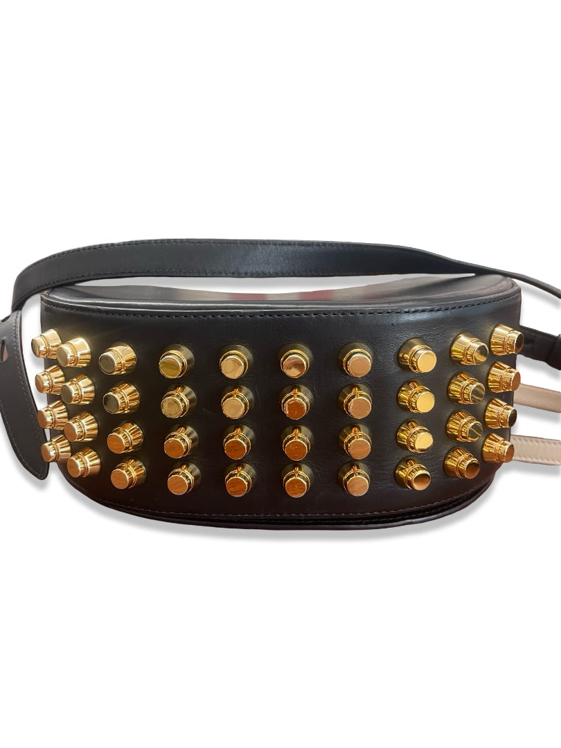 Alexander Wang Black Leather Studded 'Lia' Crossbody Bag.