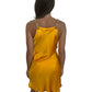 Cult Gaia Orange Knee-Length Silk Slip w Gold Link Straps. Size: M
