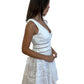 Ministry of Style White Knee-Length Sleeveless Lace-Overlay Dress. Size: 10