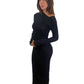 Helmut Lang Black Long Fitted Cotton Dress. Size: M