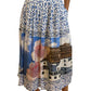 Weekend MaxMara Pink & Blue Midi-Length Print Skirt. Size: 10