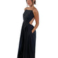 Venroy Black Long Backless Dress w Thin Straps. Size: M