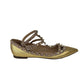 Valentino Gold Rockstud Flats w Ankle Strap. Size: 38