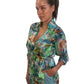 Ginger & Smart Multi Long Sleeve Deep Plunge Smock Top with Neck Tie. Size: 8