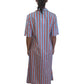 Evi Grintela Light Blue & Coral Striped Button Up Maxi Dress. Size: XS