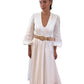 Zimmermann White w/ Multicolour Maxi Longsleeve Dress w/ Woven Belt. Size: 1