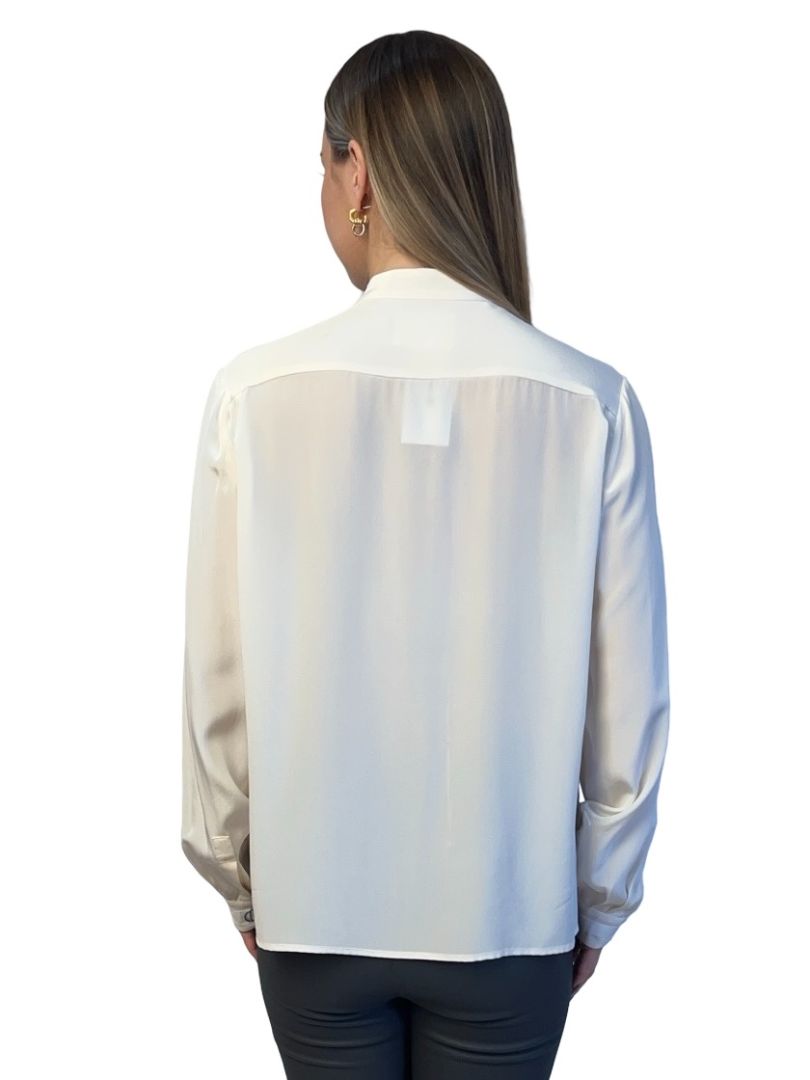 Dion Lee Ivory Button Grosgrain Silk Blouse. Size: 10
