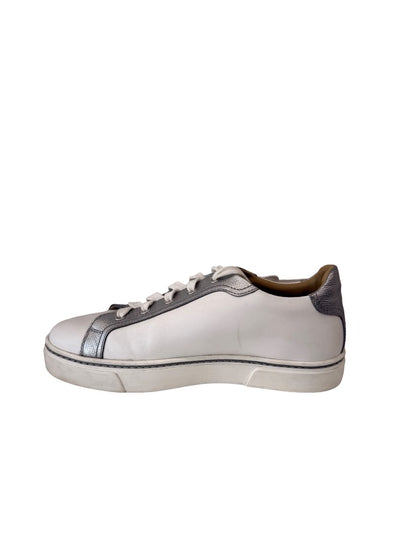 Hermes White / Silver Pegasus Sneakers in Calfskin Leather. Size: 39