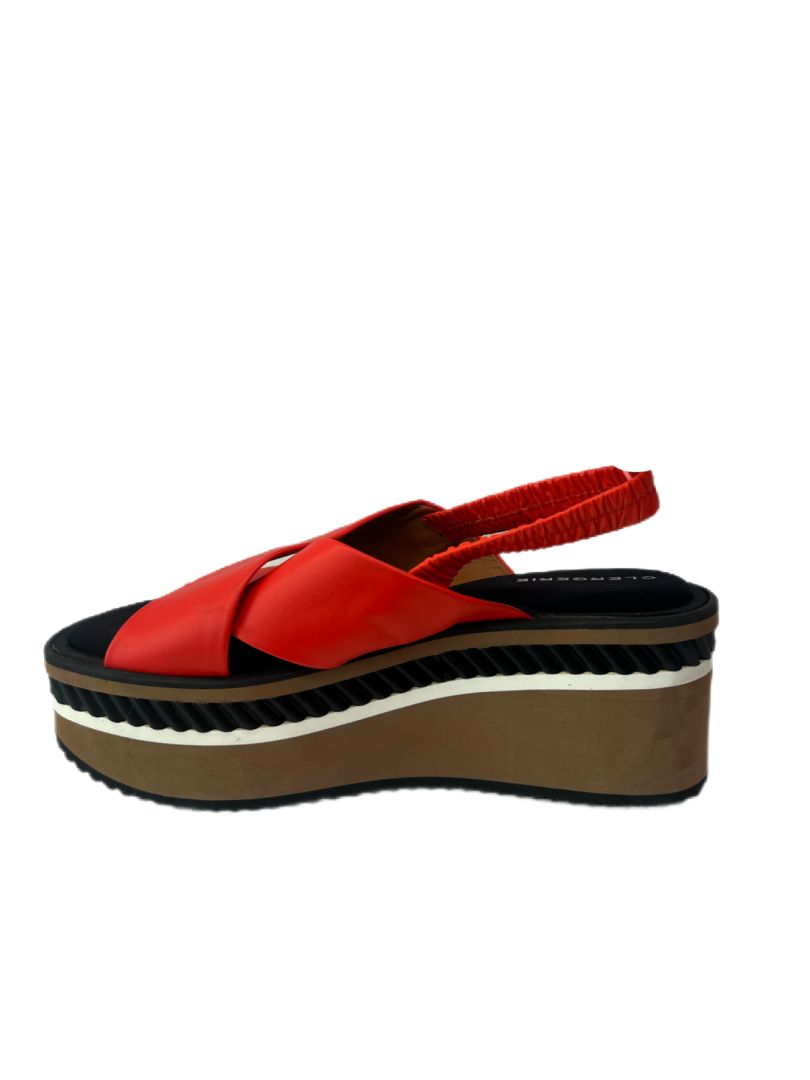Clergerie Red, Brown & Black Platform Sandals. Size: 41