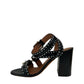 Givenchy Black Strap Studded Block Heels w Buckle. Size: 36
