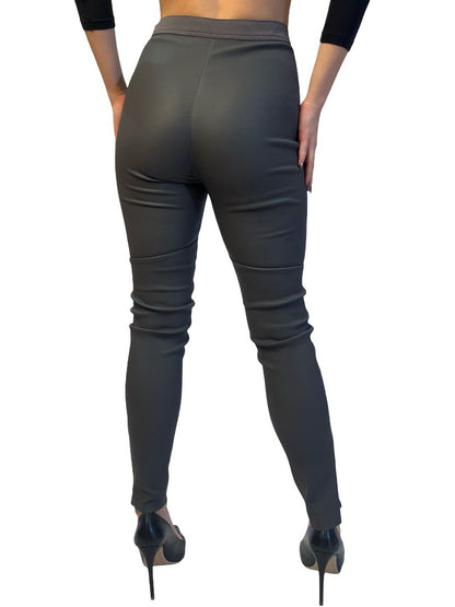 Scanlan Theodore Grey Stretch Leather Leggings W Ankle Zip. Size: 8