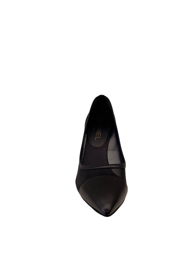 Chanel Black Mesh Point Toe Heel. Size: 38