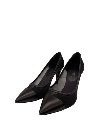 Chanel Black Mesh Point Toe Heel. Size: 38