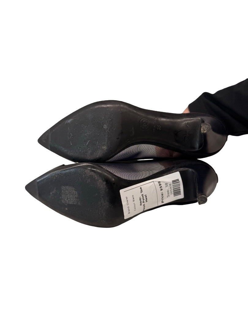 Chanel Black Mesh Point Toe Heel. Size: 38