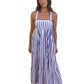 J.Crew Blue & White Thin Strap Gathered Long Striped Dress. Size: 2