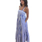 J.Crew Blue & White Thin Strap Gathered Long Striped Dress. Size: 2