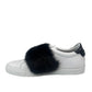 Givenchy White & Black Sneakers with Fur Top. Size: 38