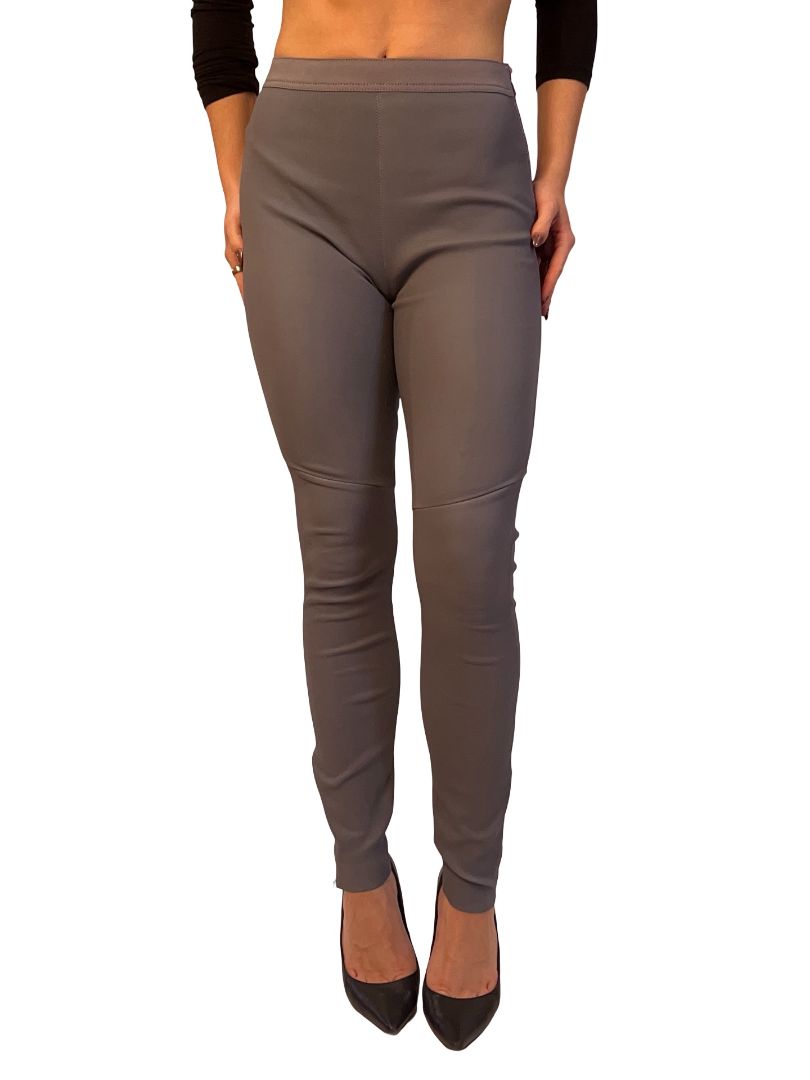 Scanlan Theodore Slate Blue Stretch Leather Leggings W Ankle Zip. Size: 8