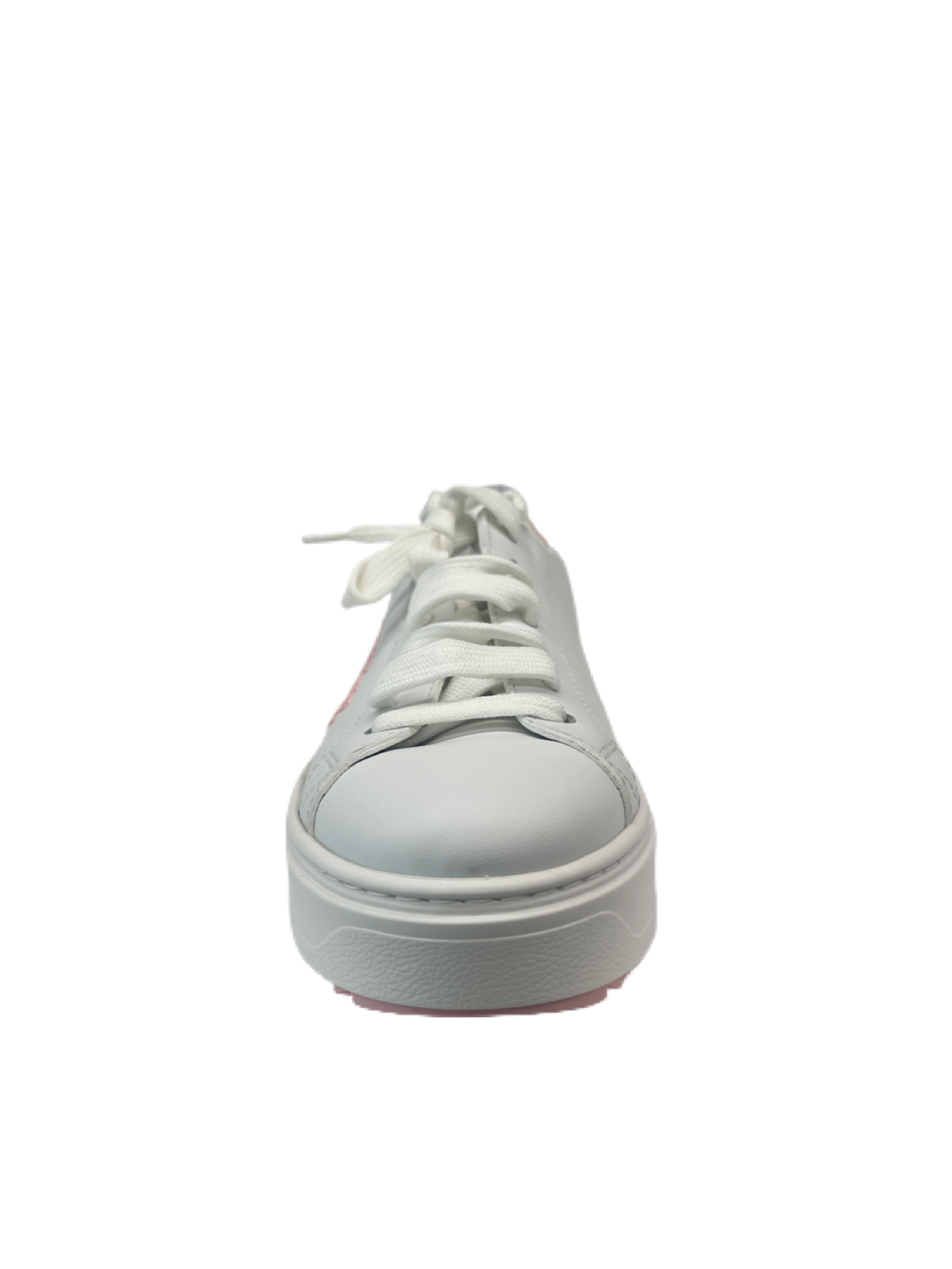Louis Vuitton White Sneakers with Pink Embroidered Text Logo. Size: 40