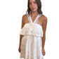 Isabel Marant White Obira Dress w Ruffle Halter Neck. Size: 38