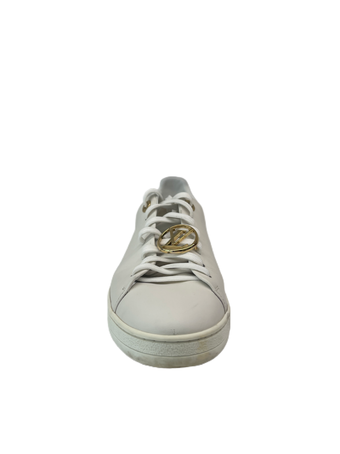 Louis Vuitton White Gold Emblem Lace Up Sneakers. Size: 39