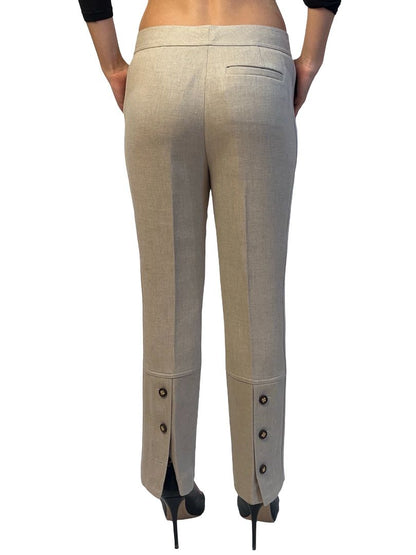 Tory Burch Neutral Linen Blend Tapered Pants W Ankle Buttons. Size: 6 US