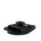 Bally Black Double Strap BB Gold Link Sandals. Size: 41