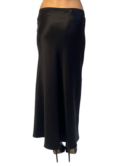 Anine Bing Black Silk Satin Slip Skirt. Size: L