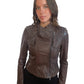 Scanlan Theodore Brown Cropped Leather Jacket w Flap Lapels. Size: 8