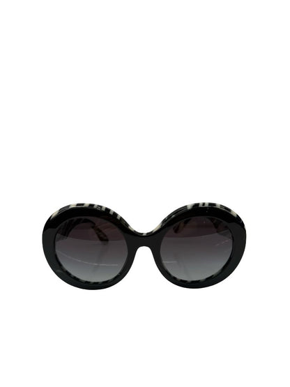 Dolce & Gabbana Black/White 'DG4418' Round Zebra Print Sunglasses.