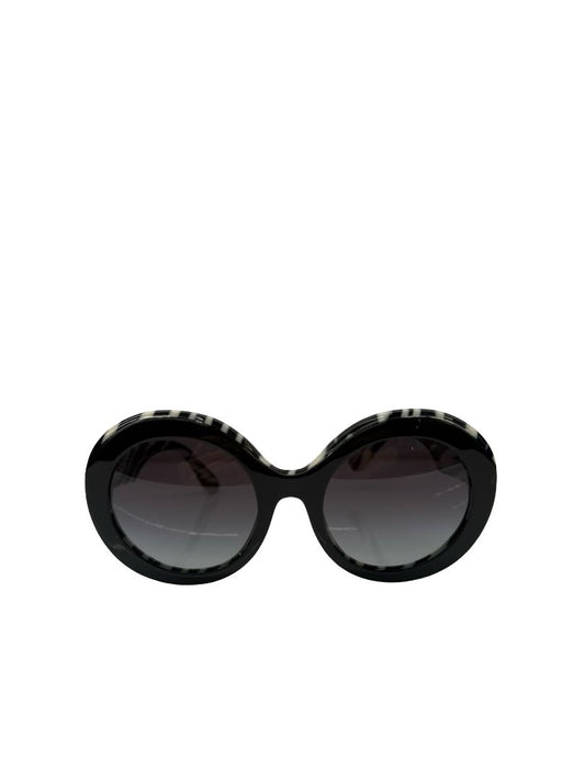 Dolce & Gabbana Black/White 'DG4418' Round Zebra Print Sunglasses.