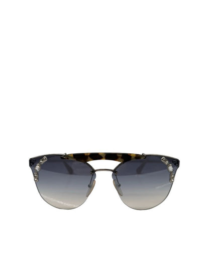 Prada Silver 'PR53US' Crystal Aviators W Tortoise Brow.