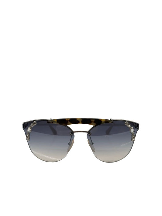 Prada Silver 'PR53US' Crystal Aviators W Tortoise Brow.