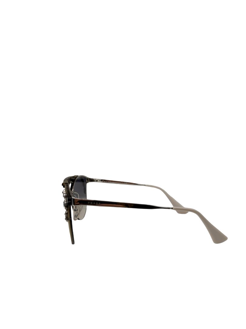 Prada Silver 'PR53US' Crystal Aviators W Tortoise Brow.