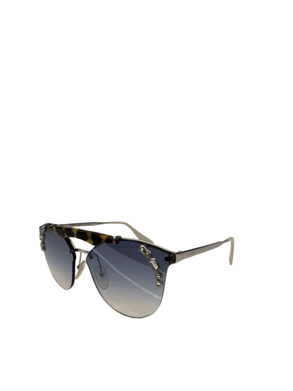 Prada Silver 'PR53US' Crystal Aviators W Tortoise Brow.