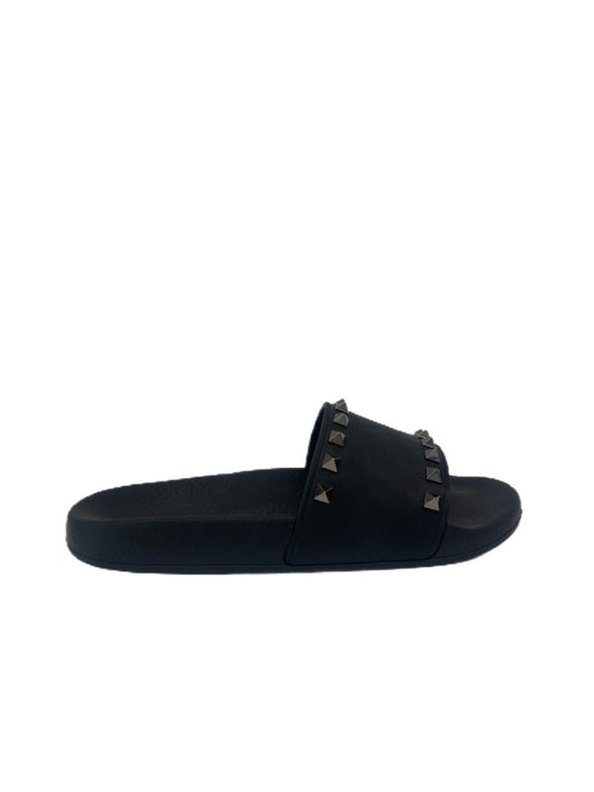 Valentino Black Rockstud Flat Slide / Sandal. Size: 37