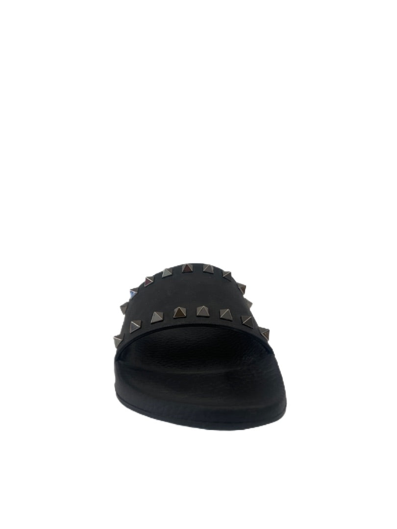 Valentino Black Rockstud Flat Slide / Sandal. Size: 37