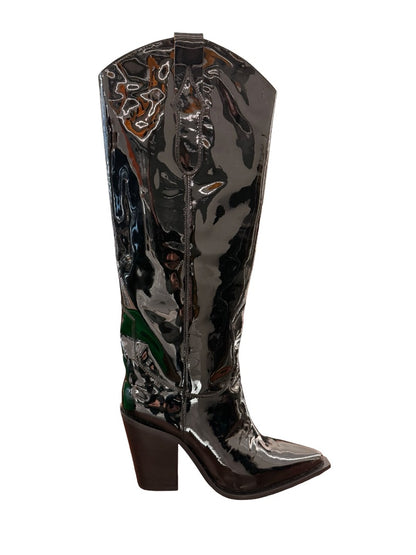 Toral Black Patent Knee High Boots. Size: 40