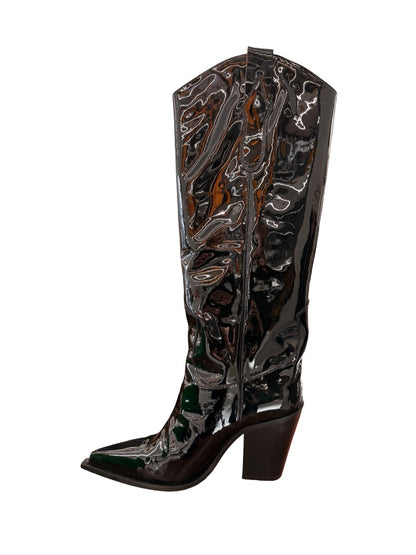 Toral Black Patent Knee High Boots. Size: 40