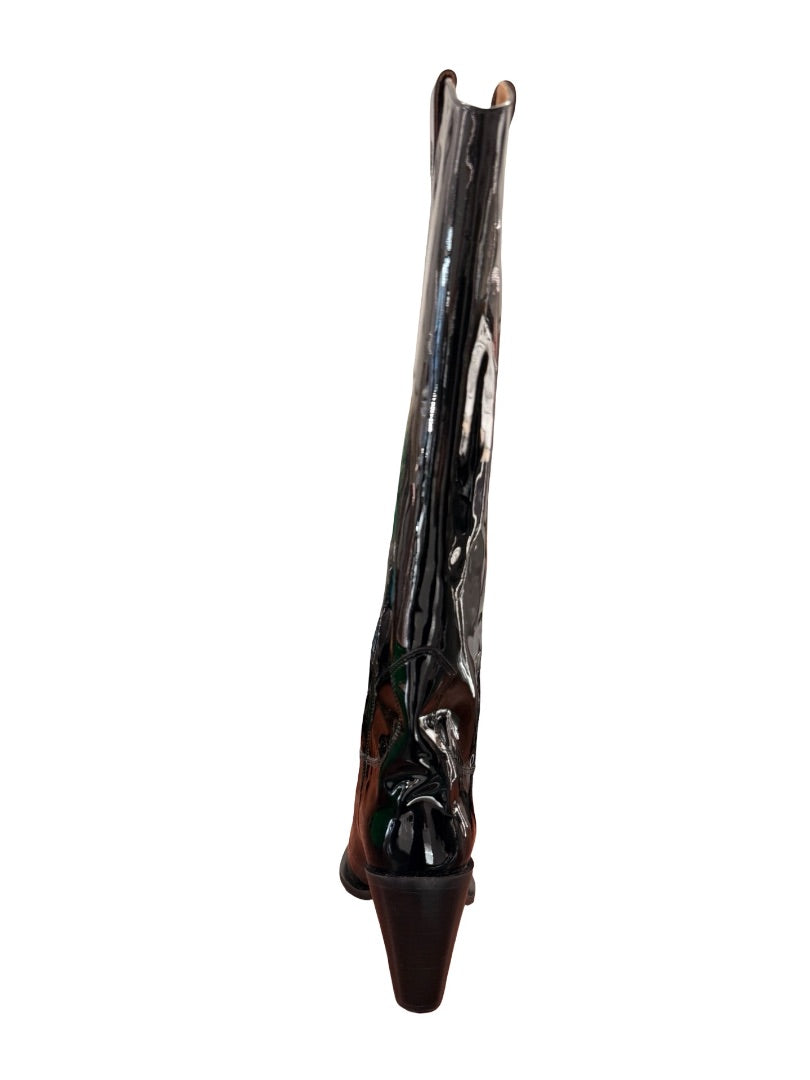 Toral Black Patent Knee High Boots. Size: 40