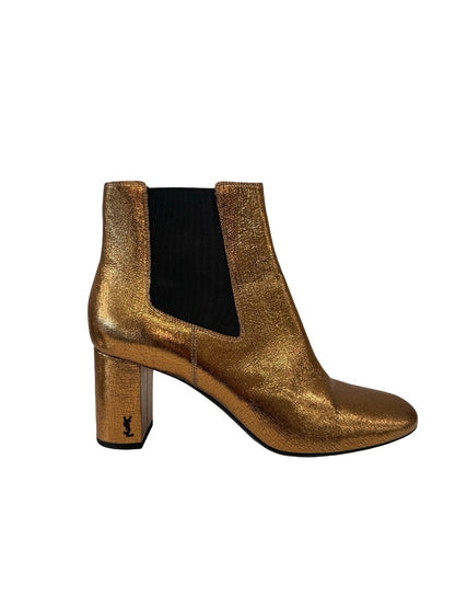 Saint Laurent Gold Metallic Ankle Boots. Size: 40