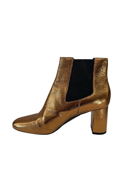 Saint Laurent Gold Metallic Ankle Boots. Size: 40