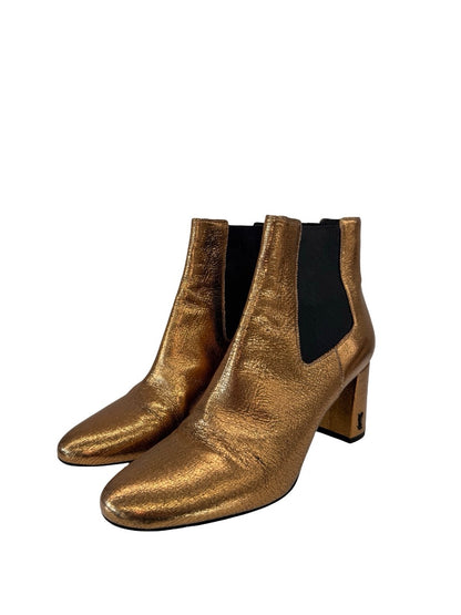 Saint Laurent Gold Metallic Ankle Boots. Size: 40