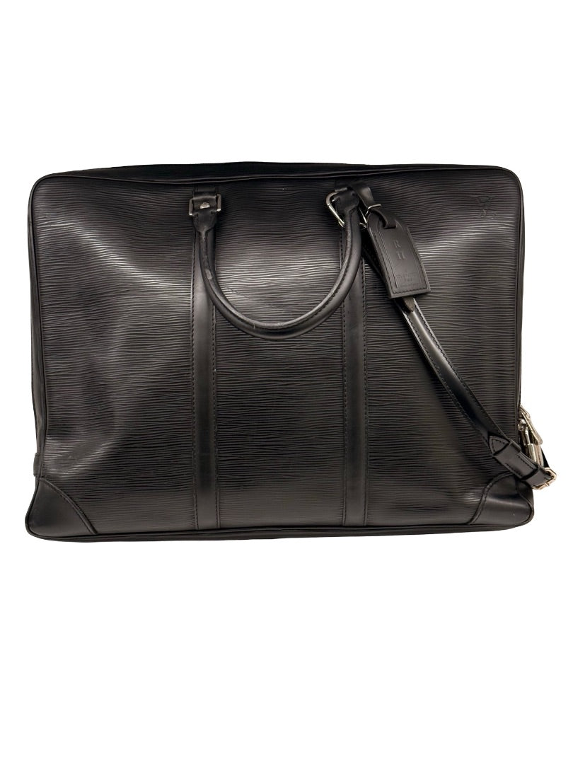 Louis Vuitton Black Epi Leather 'Porte-Documents Voyage' Briefcase.