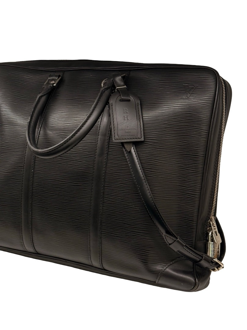 Louis Vuitton Black Epi Leather 'Porte-Documents Voyage' Briefcase.