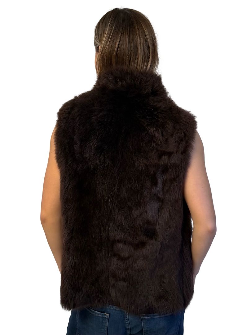 Husk Brown Faux Fur Vest W Leather Interior. Size: M/L