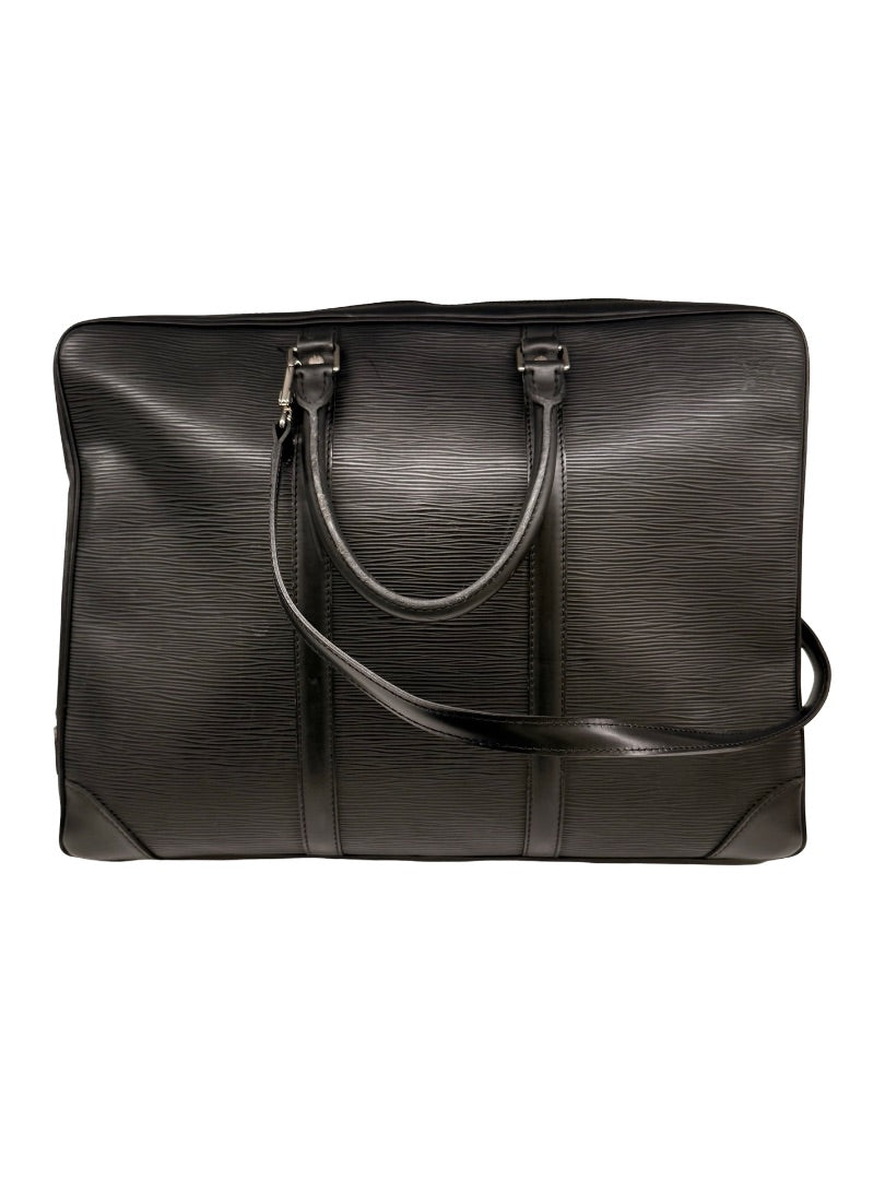 Louis Vuitton Black Epi Leather 'Porte-Documents Voyage' Briefcase.