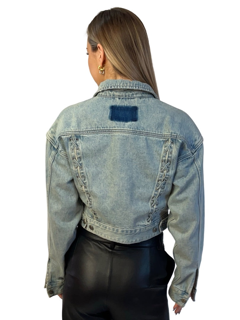 Ksubi Light Wash Laced Denim Jacket. Size: XS